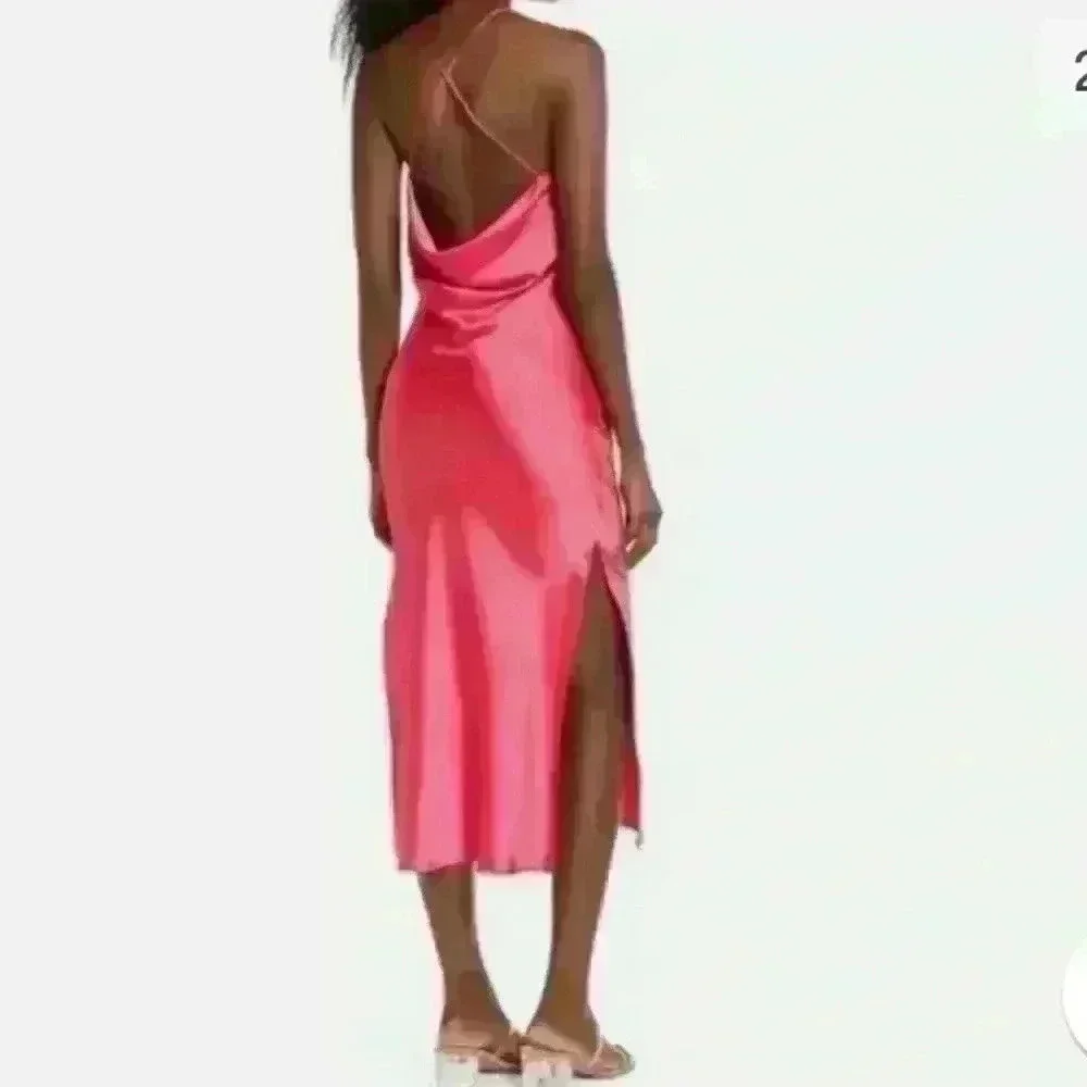 Topshop satin cowl back dress with slit - Picture 6 of 7